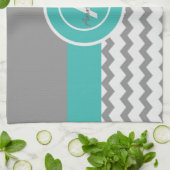 Linge De Cuisine Chevron Turquoise gris (Plié)