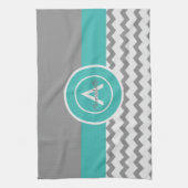 Linge De Cuisine Chevron Turquoise gris (Vertical)