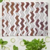Linge De Cuisine Chevron Vache Brown et blanc (Plié)