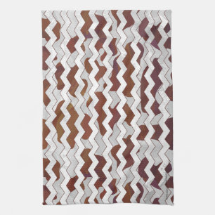 Linge De Cuisine Chevron Vache Brown et blanc