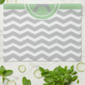 Linge De Cuisine Chevron vert gris (Plié)