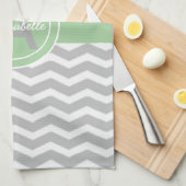 Linge De Cuisine Chevron vert gris (Quart Plié)