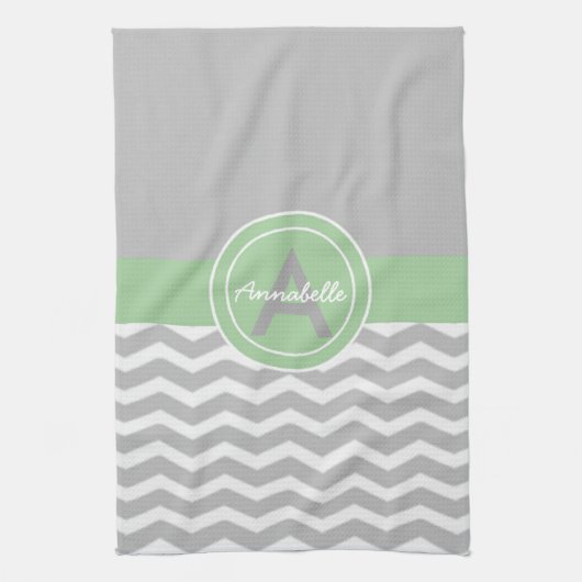 Linge De Cuisine Chevron vert gris (Vertical)