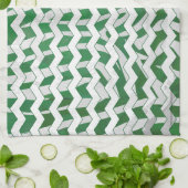 Linge De Cuisine Chevron Zebra Green et White Print (Plié)