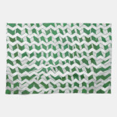 Linge De Cuisine Chevron Zebra Green et White Print (Horizontal)