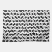 Linge De Cuisine Chevron Zebra noir et gris (Horizontal)