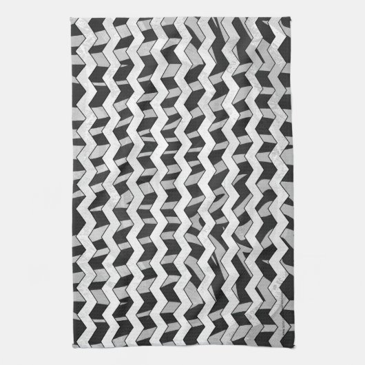 Linge De Cuisine Chevron Zebra noir et gris (Vertical)
