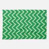 Linge De Cuisine Chevrons Ikat - pin et vert clair (Horizontal)