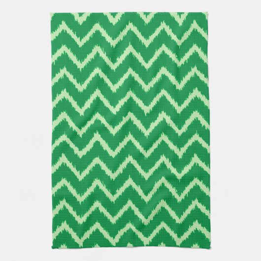 Linge De Cuisine Chevrons Ikat - pin et vert clair (Vertical)