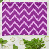 Linge De Cuisine Chevrons Ikat - Violet améthyste et orchidée clair (Plié)