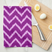 Linge De Cuisine Chevrons Ikat - Violet améthyste et orchidée clair (Quart Plié)