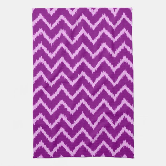 Linge De Cuisine Chevrons Ikat - Violet améthyste et orchidée clair (Vertical)