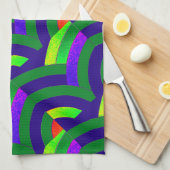Linge De Cuisine chevrons modernes chic vert/marine (Quart Plié)