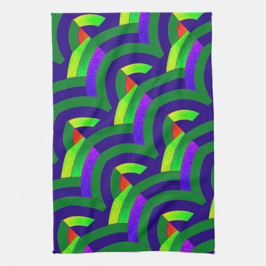 Linge De Cuisine chevrons modernes chic vert/marine (Vertical)