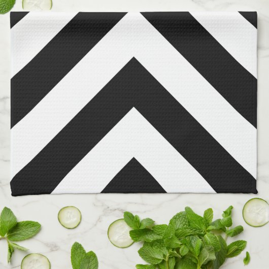 Linge De Cuisine Chevrons noirs et blancs (Plié)