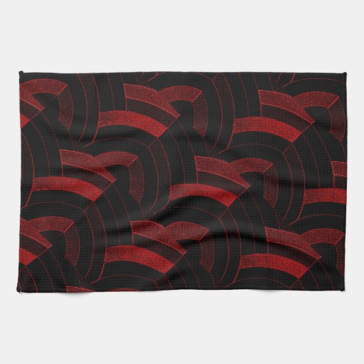Linge De Cuisine chevrons noirs/rouges chics modernes (Horizontal)