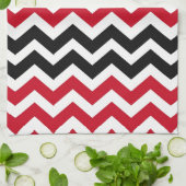 Linge De Cuisine Chevrons rouges et blancs avec le noir (Plié)