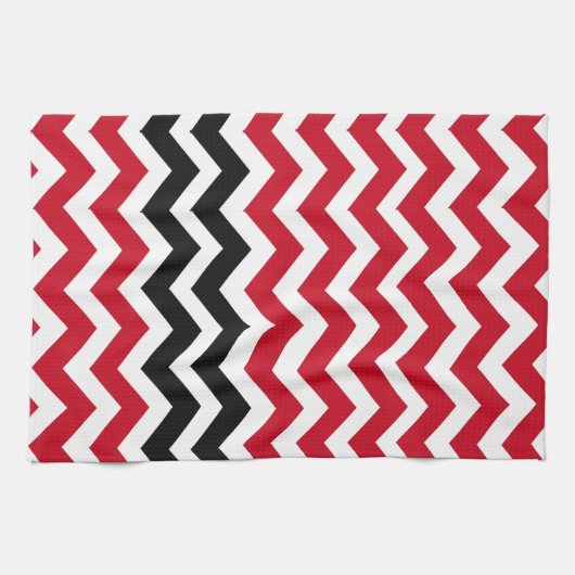 Linge De Cuisine Chevrons rouges et blancs avec le noir (Horizontal)
