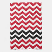 Linge De Cuisine Chevrons rouges et blancs avec le noir (Vertical)