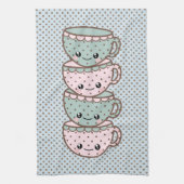 Linge De Cuisine Chibi Dotty Teacup Stack rose et bleu (Vertical)