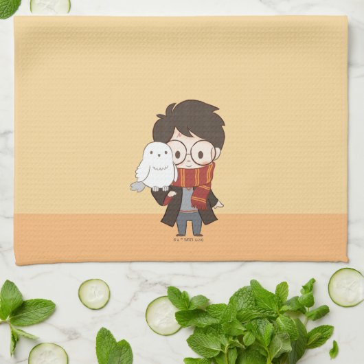 Linge De Cuisine Chibi HARRY POTTER™ & Hedwig (Plié)
