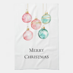 Linge De Cuisine Chic Blanc Mint Rose or ornements de Noël