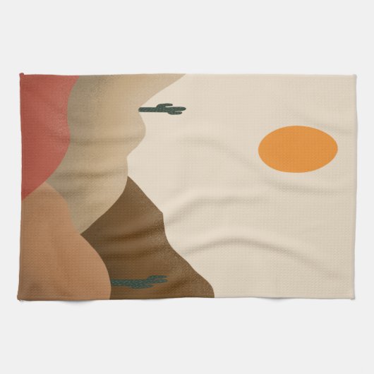 Linge De Cuisine Chic Boho Terracotta Desert Cactus (Horizontal)