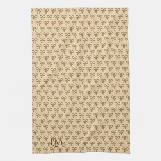 Linge De Cuisine Chic Bow Motif crème Beige (Vertical)