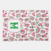 Linge De Cuisine Chic Capriceux Rose & Vert Monogramme Fête Mahjong (Horizontal)
