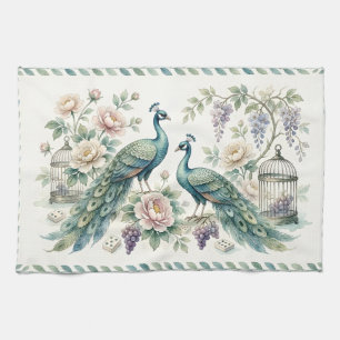 Linge De Cuisine Chic Chinoiserie Paon Mahjong