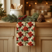 Linge De Cuisine Chic Classic Red and White Poinsettias Christmas
