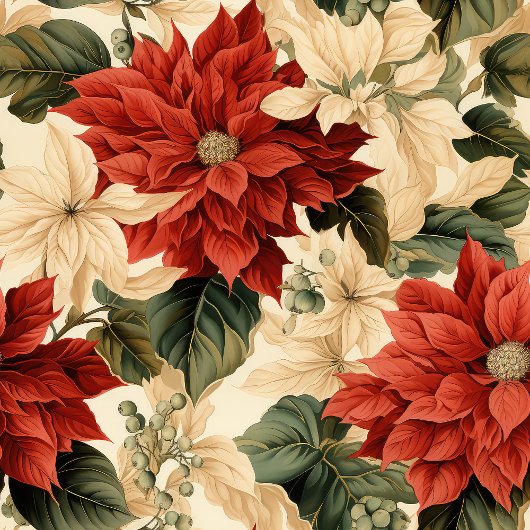 Linge De Cuisine Chic Classic Red and White Poinsettias Christmas