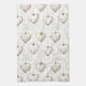 Linge De Cuisine Chic Cream Grey Hearts Ornaments (Vertical)