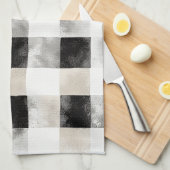 Linge De Cuisine Chic Crème Noir Plaid (Quart Plié)