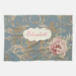 Linge De Cuisine Chic Elegant Gold Damask Roses