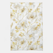 Linge De Cuisine Chic Fleurs Blanches Or Mariage (Vertical)