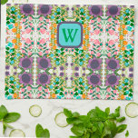 Linge De Cuisine Chic Floral Joli Monogramme Initial Élégant<br><div class="desc">Chic Personnalisé motif floral moderne serviette de cuisine moderne. Ces serviettes de cuisine colorées sont parfaites pour ajouter une pop de couleur à votre cuisine. Associez-le avec une bouteille de vin et il fait un grand cadeau personnalisé pour les amis, la famille, les collègues, voisins, etc. La zone monogramme personnalisée...</div>