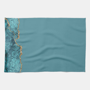 Linge De Cuisine Chic Geode d'agate dorée bleu marine élégant