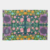 Linge De Cuisine Chic Happy tendance violet fleuri personnalisé élé (Horizontal)