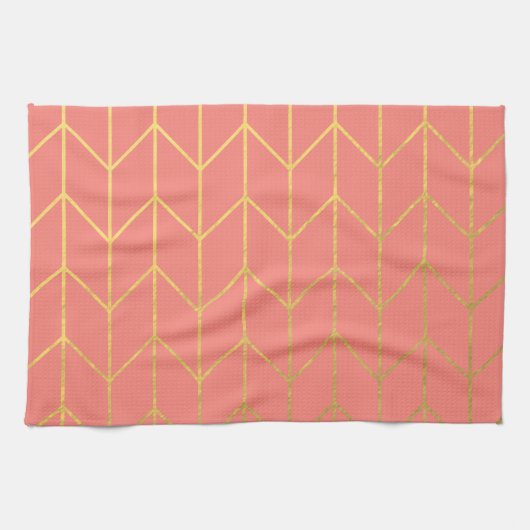 Linge De Cuisine Chic moderne d'arrière - plan rose de corail de (Horizontal)