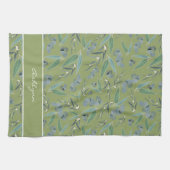 Linge De Cuisine Chic Motif Eucalyptus Vert Sage Personnalisé (Horizontal)