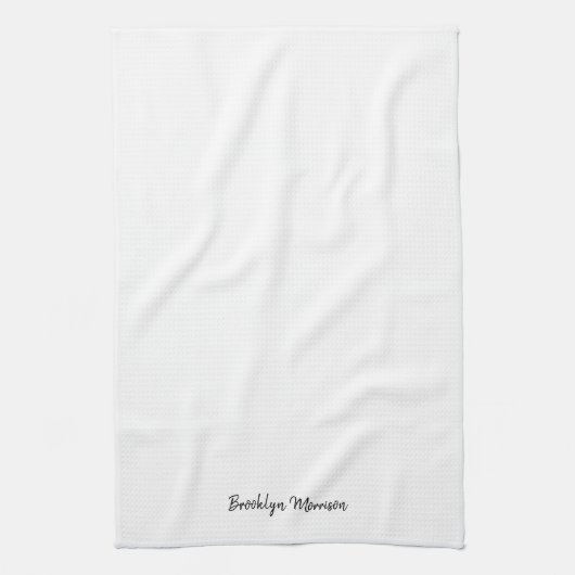 Linge De Cuisine Chic noir blanc personnalisé nom de script décontr (Vertical)