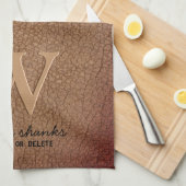 Linge De Cuisine Chic noir or monogramme marron cuir personnalisé (Quart Plié)