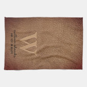 Linge De Cuisine Chic noir or monogramme marron cuir personnalisé (Horizontal)