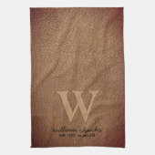 Linge De Cuisine Chic noir or monogramme marron cuir personnalisé (Vertical)