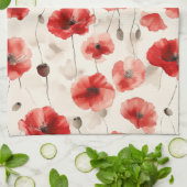 Linge De Cuisine Chic red poppies script name  (Plié)