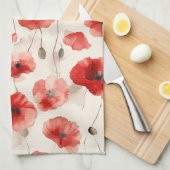 Linge De Cuisine Chic red poppies script name  (Quart Plié)