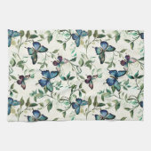 Linge De Cuisine Chic Romantique Fête de Mariage Papillons Bleus (Horizontal)