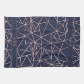 Linge De Cuisine Chic Rose Gold Foil géométrique Polygone bleu mari (Horizontal)