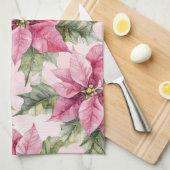 Linge De Cuisine Chic rose Poinsettia Fleurs Noël (Quart Plié)